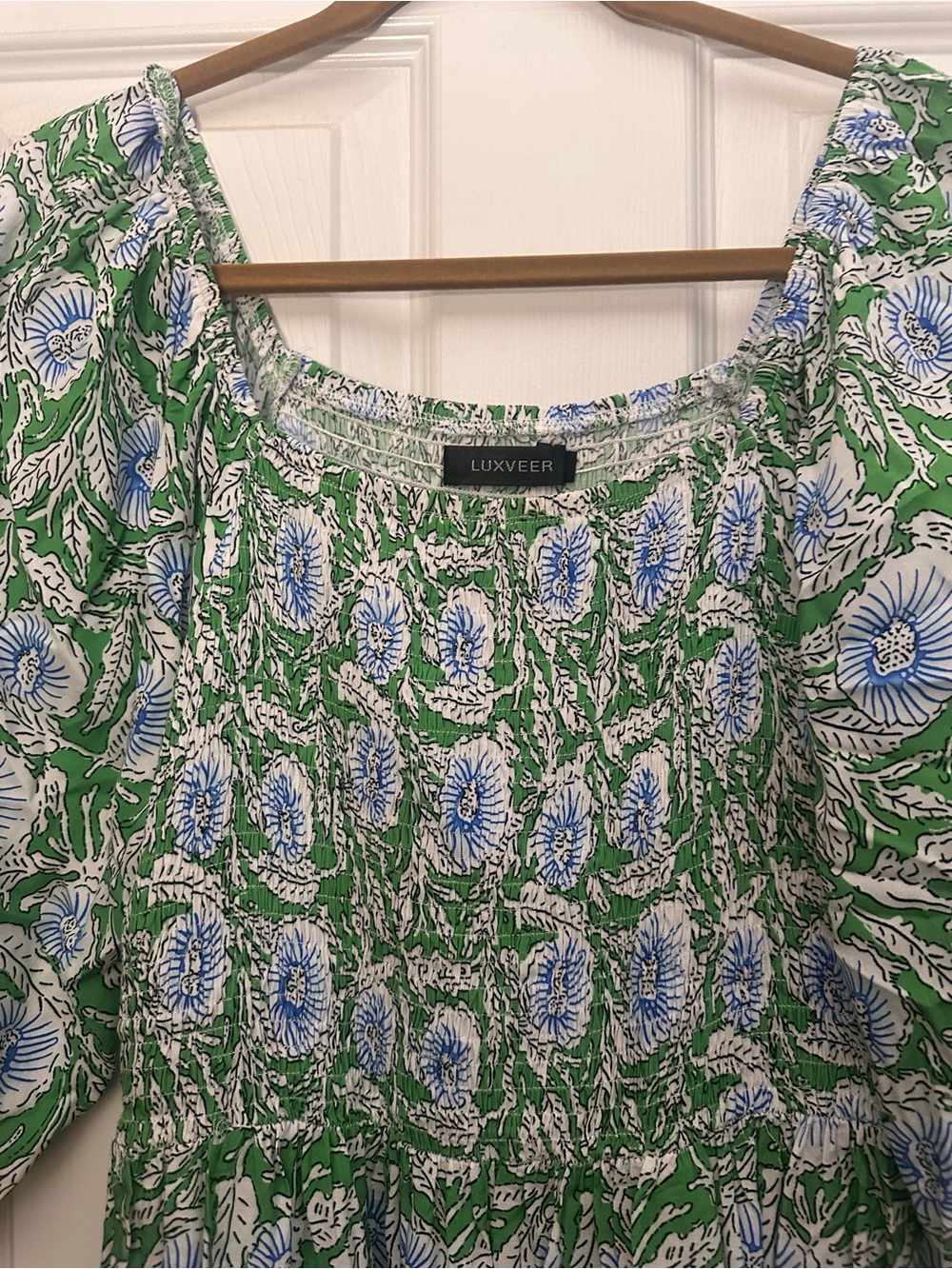 Green Floral Smocked Women’s Top